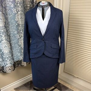 Michel Studio Stretch Denim Suit: Blazer Sz 14 & Skirt Sz 16. Women's Office